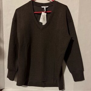 New Spanx Women's Air Essentials Brushed V Neck Tunic Heather Smoke S